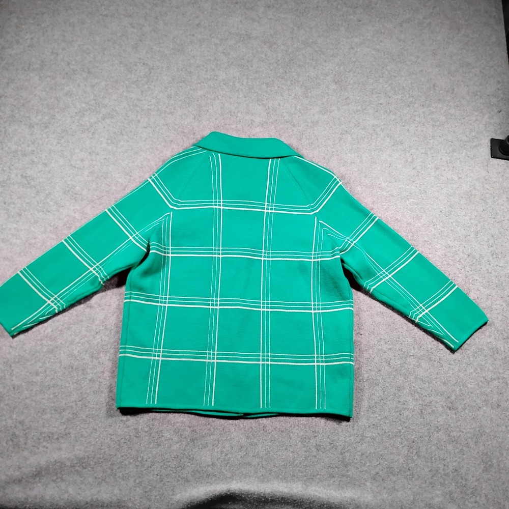 Vintage 100% Pure Wool Women's Green Plaid Button Up Cardigan Jacket Size 12 - Picture 6 of 8